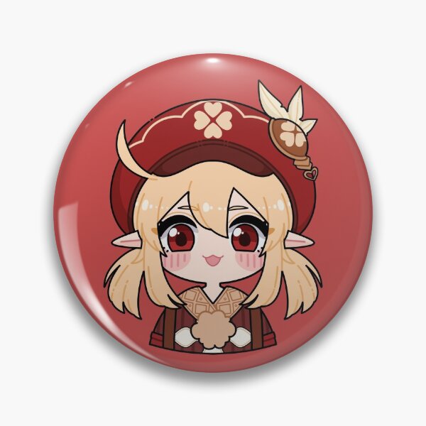 Item preview, Klee chibi genshin impact pin button designed and sold by foxnyaan.
