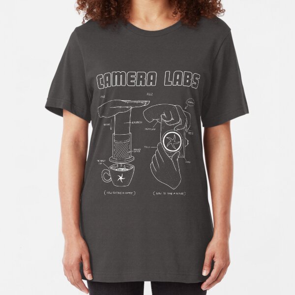 Cameralabs Photography and Coffee (White artwork) Slim Fit T-Shirt