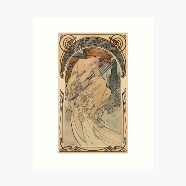 Aperçu de l'œuvre Allégorie de la musique d'Alphonse Mucha créée et vendue par RBEnt.