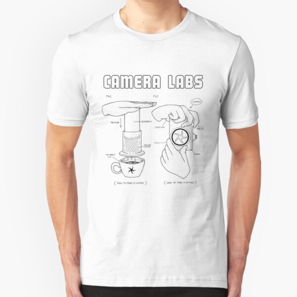 Cameralabs Photography and Coffee (Black artwork) Slim Fit T-Shirt