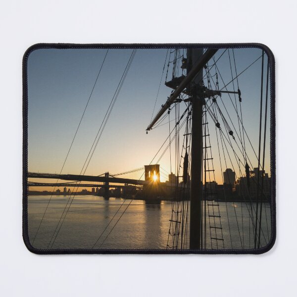 Item preview, Tall Ship and Brooklyn Bridge - Iconic New York City Sunrise designed and sold by Georgia Mizuleva.