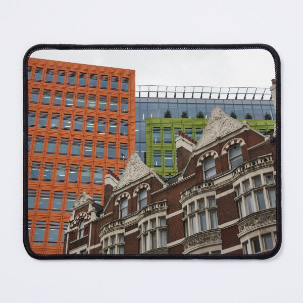 Item preview, The Old and the New - Victorian Houses in Front of the Green and Orange Facades of Central Saint Giles designed and sold by Georgia Mizuleva.