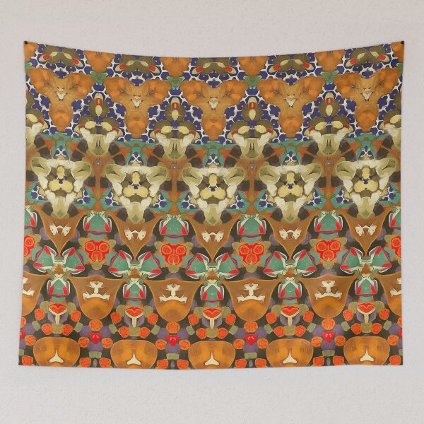 Item preview, Regal Red Gold and Blue-Gray Faux Fair Isle Pattern designed and sold by SeaChangeDesign.
