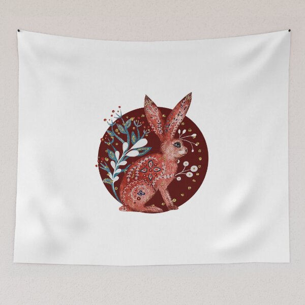 Item preview, Cute Christmas hare bunny Nordic vintage country style cottagecore aesthetic designed and sold by PG Illustration.
