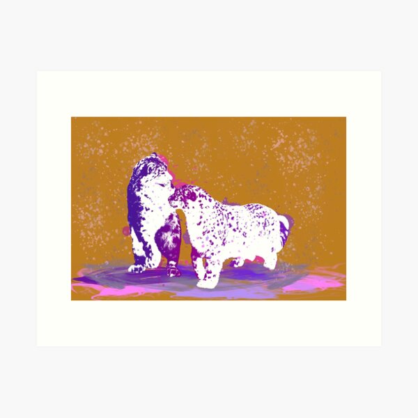 Affectionate Snow Leopards Art Print