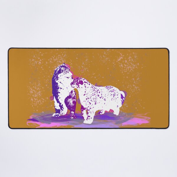 Affectionate Snow Leopards Desk Mat