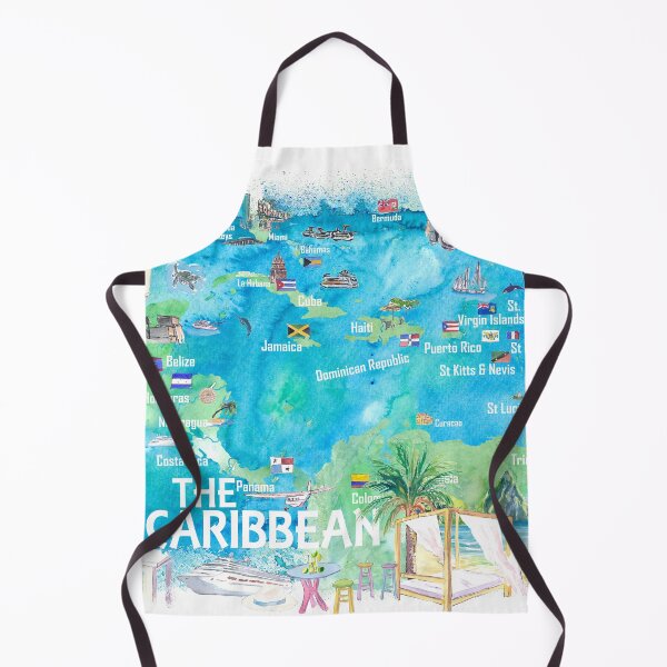 Item preview, Eastern and Western Caribbean Illustrated Travel Map with Landmarks Highlights and Impressions designed and sold by artshop77.