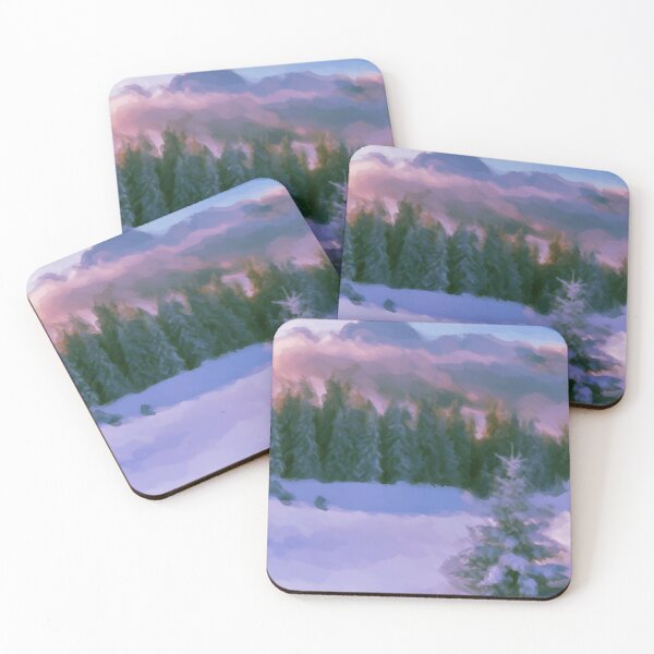 Item preview, Winter Forest Firs Purple Light Reflected On Snow designed and sold by miraminerva09.