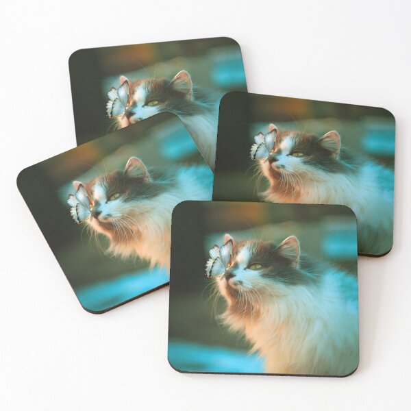 Item preview, Aesthetic cat in the garden says hey to a butterfly! designed and sold by urban-color.
