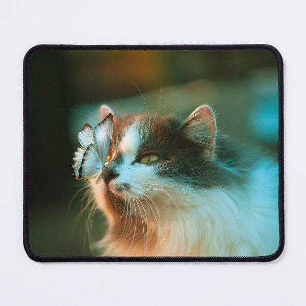 Item preview, Aesthetic cat in the garden says hey to a butterfly! designed and sold by urban-color.