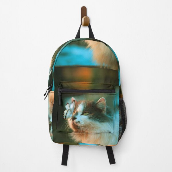Item preview, Aesthetic cat in the garden says hey to a butterfly! designed and sold by urban-color.