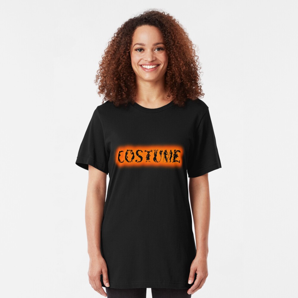 Monster-Lettered Costume (Orange) Slim Fit T-Shirt