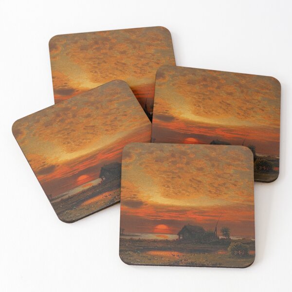 Item preview, Louis Douzette (1834-1924): Lanscape with Sunset, 1874, oil on canvas designed and sold by Art Outlaws.