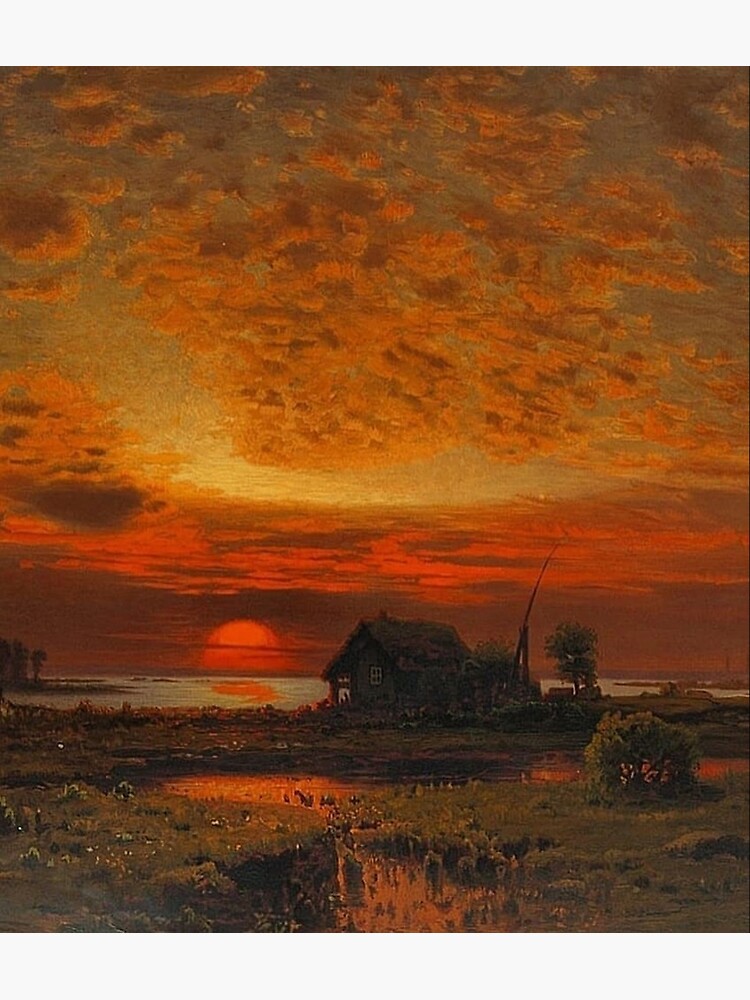 Louis Douzette (1834-1924): Lanscape with Sunset, 1874, oil on