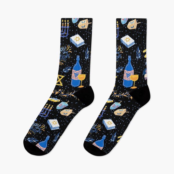 Item preview, Happy Hanukkah Jewish Celebrations design with a black background designed and sold by mark-taylor.