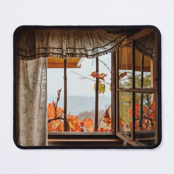 Artikelvorschau, Blick auf die Herbstlandschaft aus dem sich öffnenden Fenster entworfen und verkauft von Alexx90.