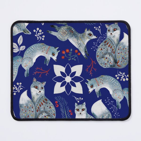 Item preview, Snow fox winter forest Christmas pattern blue cottagecore aesthetic designed and sold by PG Illustration.