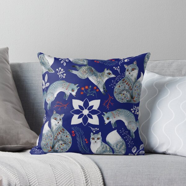 Item preview, Snow fox winter forest Christmas pattern blue cottagecore aesthetic designed and sold by PG Illustration.
