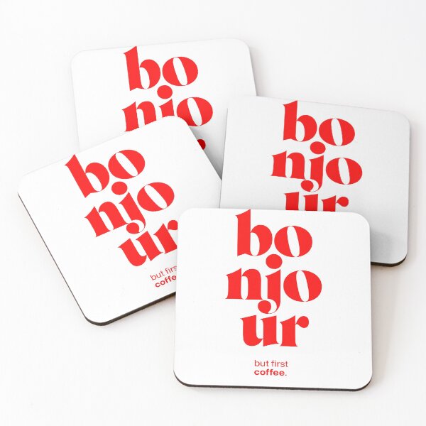 Item preview, bonjour statement print: but first coffee. designed and sold by TrueType.