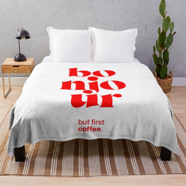 Item preview, bonjour statement print: but first coffee. designed and sold by TrueType.