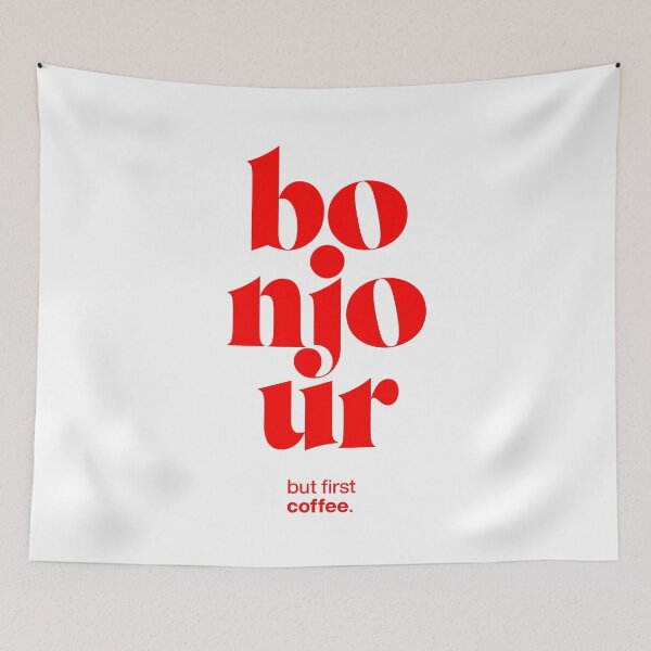 Item preview, bonjour statement print: but first coffee. designed and sold by TrueType.