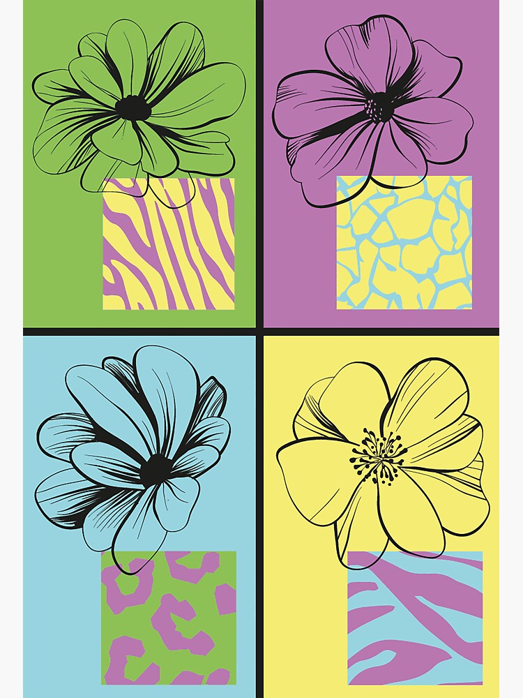 "Pop art flower design" Sticker for Sale by PinkQuestion Redbubble