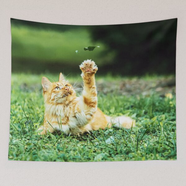 Item preview, Friendly cat in the garden says hey to a leaf! designed and sold by urban-color.