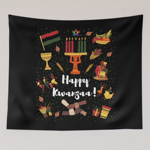 Item preview, Happy Kwanzaa African American cultural holiday celebrations design with a black background designed and sold by mark-taylor.