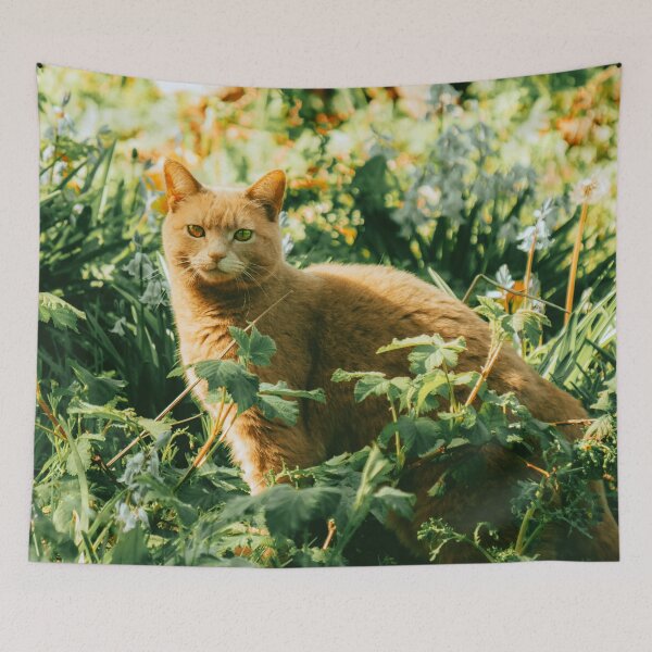 Item preview, Colorful cat in the garden hiding says hey to you! designed and sold by urban-color.