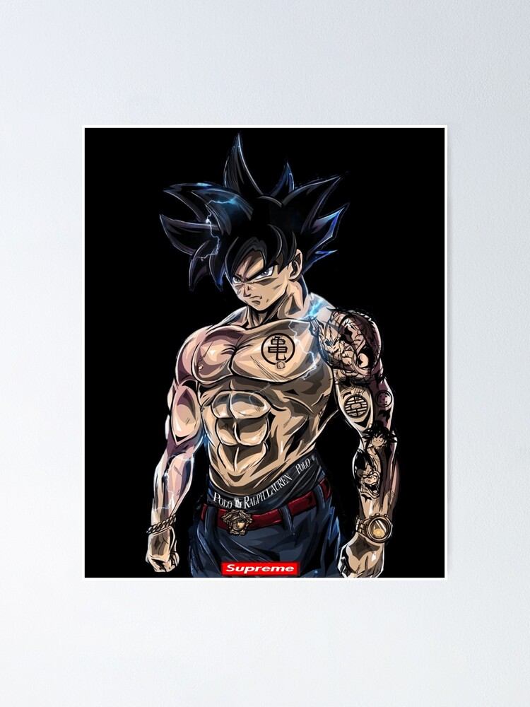 tattoo design, stencil, portrait of super saiyan goku | Stable Diffusion