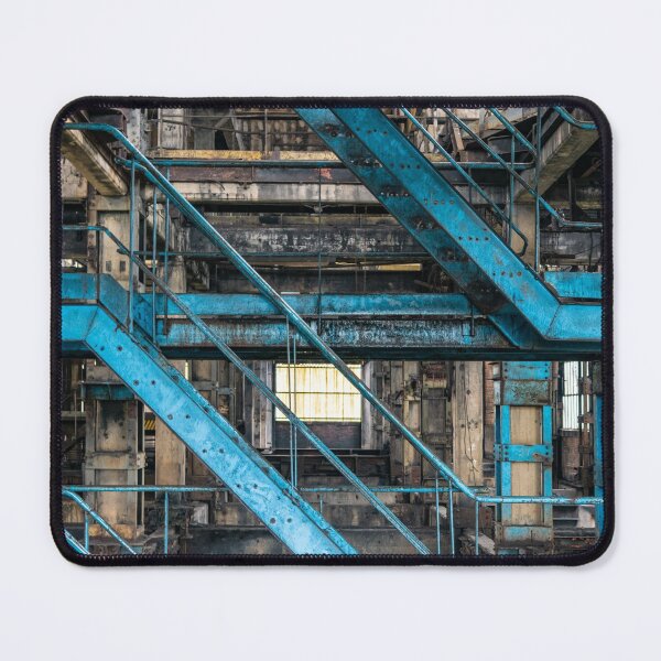 Item preview, blue iron staircase in abandoned industrial building designed and sold by ellydevries.