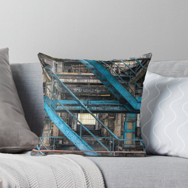 Item preview, blue iron staircase in abandoned industrial building designed and sold by ellydevries.