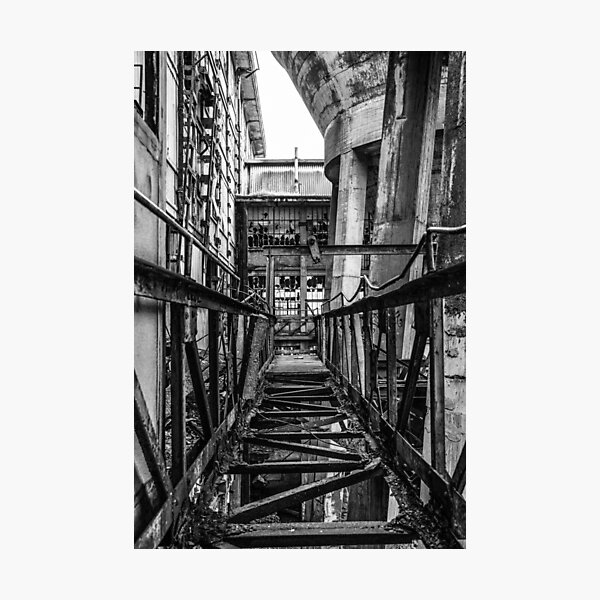 industrial urbex black and white photograph Photographic Print
