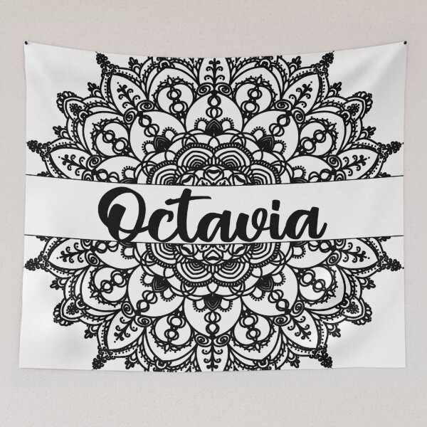 Item preview, First name Octavia mandala in black designed and sold by felinefeelings.