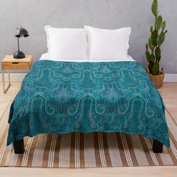 Item preview, PAISLEY MOTIF ,TURQUOISE TEAL BLUE GREEN GREY FLORAL PATTERN designed and sold by BulganLumini.