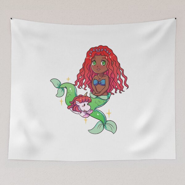 Item preview,  African American mermaid with unicorn. designed and sold by Speckledfrog.