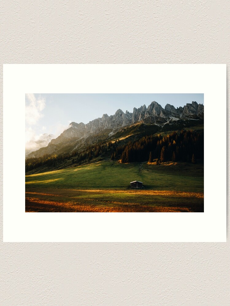 Alternative Ansicht von Kunstfoto von Hochkönig in den Alpen mit Sonnenuntergang auf der Alm Kunstdruck