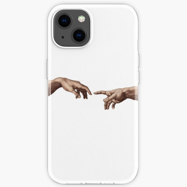 Touch of God, The Creation of Adam, (close up), Michelangelo, 1510, Genesis, Ceiling, Sistine Chapel, Rome, on BLACK iPhone Soft Case