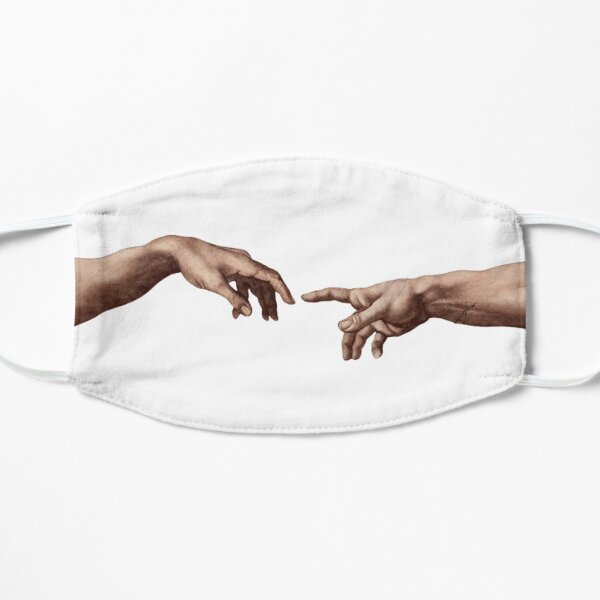 Touch of God, The Creation of Adam, (close up), Michelangelo, 1510, Genesis, Ceiling, Sistine Chapel, Rome, on BLACK Flat Mask