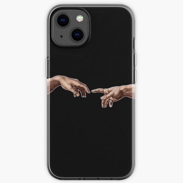 Touch of God, The Creation of Adam, (close up), Michelangelo, 1510, Genesis, Ceiling, Sistine Chapel, Rome, on BLACK iPhone Soft Case