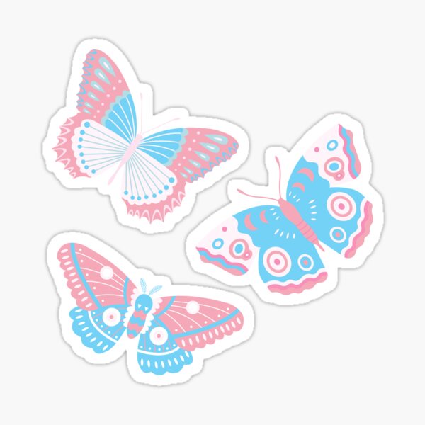 Aperçu de l'œuvre Papillons subtils du drapeau de la fierté trans créée et vendue par Wanderior.