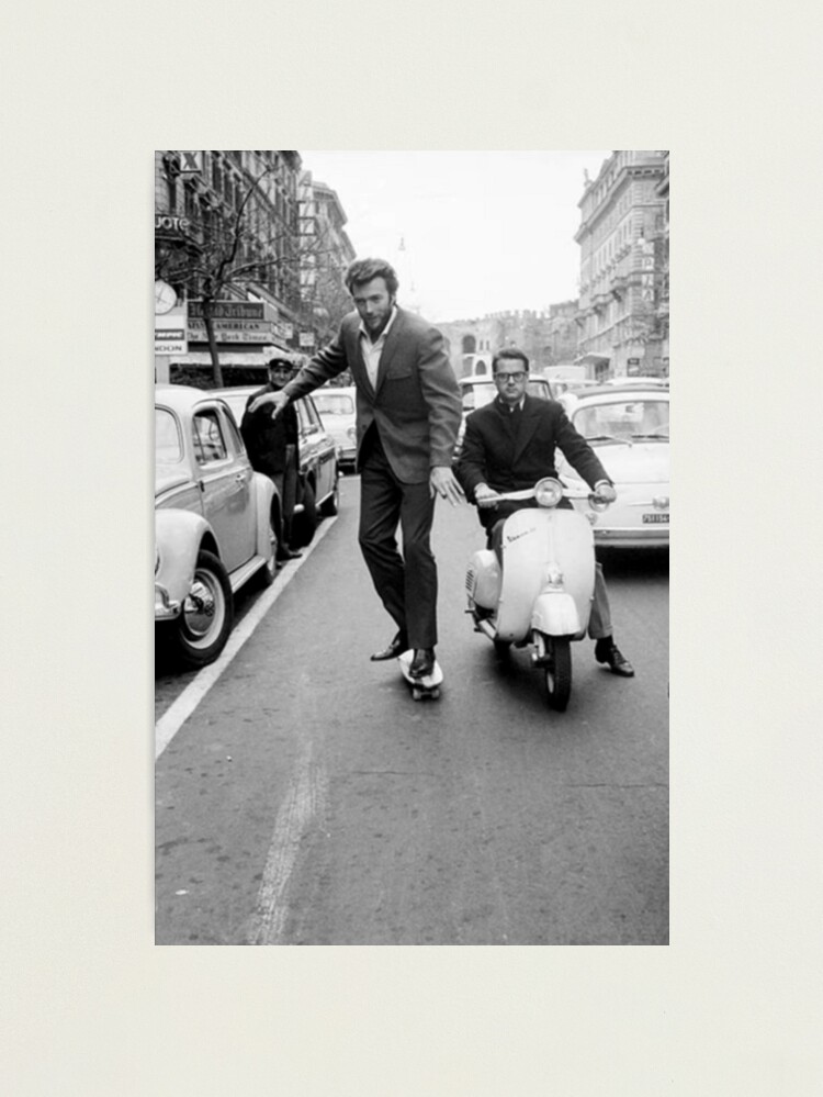 Alternate view of Clint Eastwood Skate Boarding In Rome Circa 1960s Photographic Print