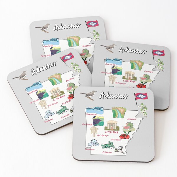 Item preview, illustrated Map of Arkansas in US with the major Cities and symbols designed and sold by mashmosh.