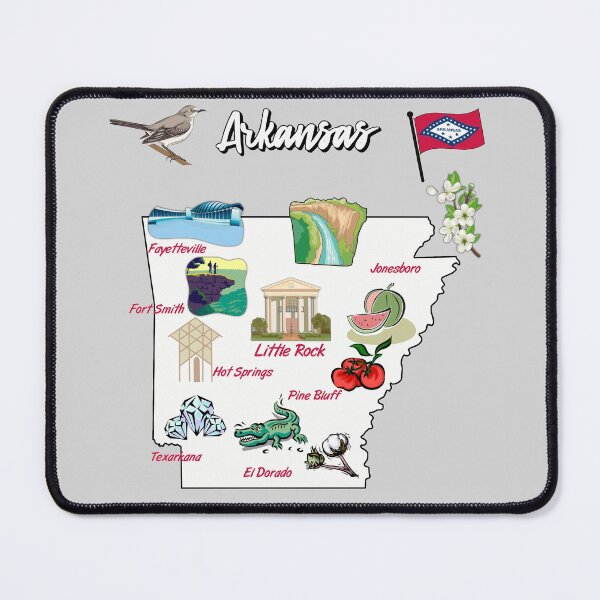 Item preview, illustrated Map of Arkansas in US with the major Cities and symbols designed and sold by mashmosh.