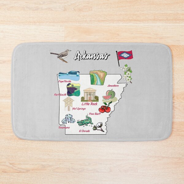 Item preview, illustrated Map of Arkansas in US with the major Cities and symbols designed and sold by mashmosh.