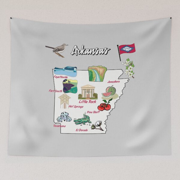 Item preview, illustrated Map of Arkansas in US with the major Cities and symbols designed and sold by mashmosh.