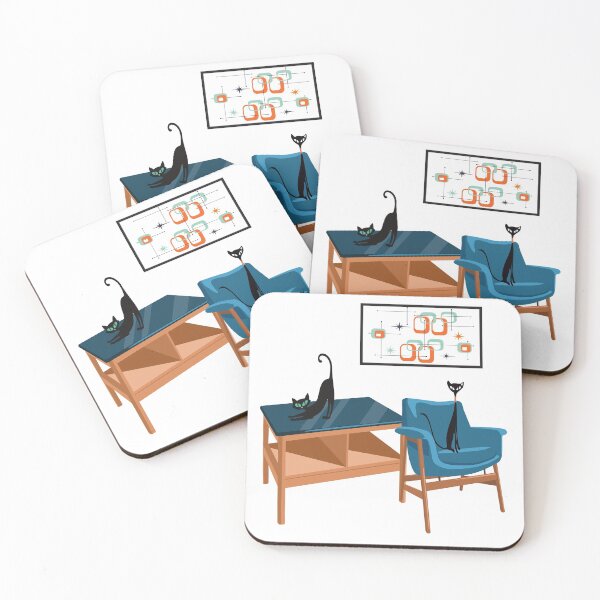 Item preview, Atomic Kitties Relaxing in Mid Century Lounge designed and sold by LisWilliams.