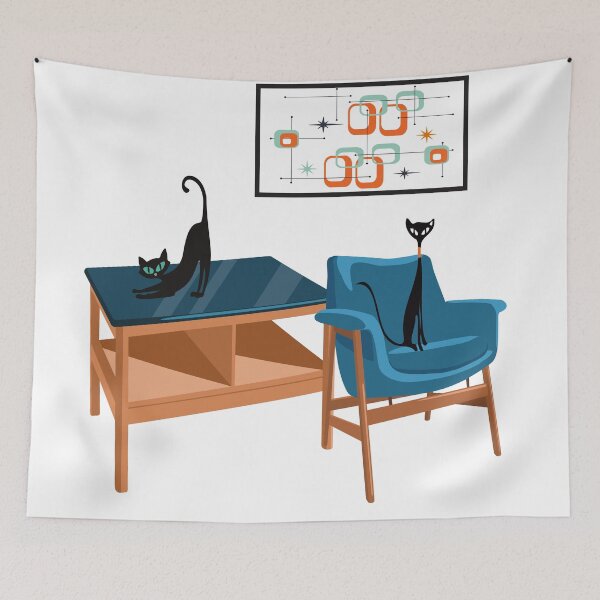 Item preview, Atomic Kitties Relaxing in Mid Century Lounge designed and sold by LisWilliams.