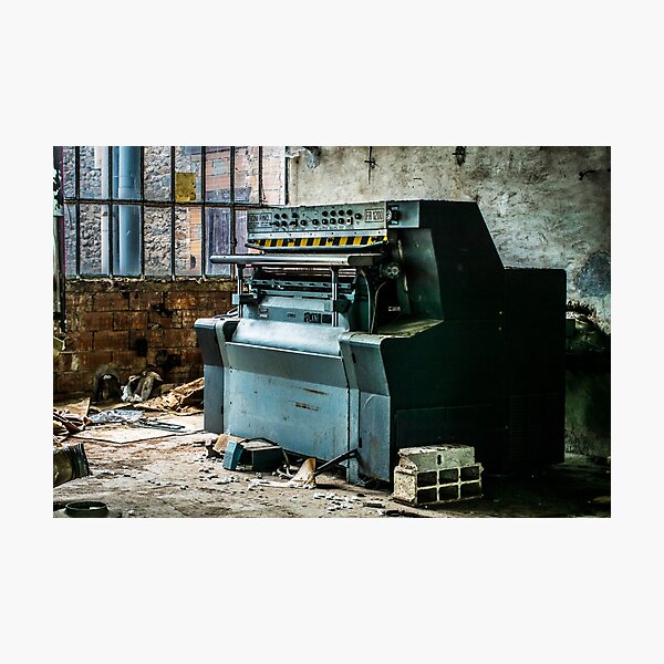 Industrial machine in old leather factory Photographic Print