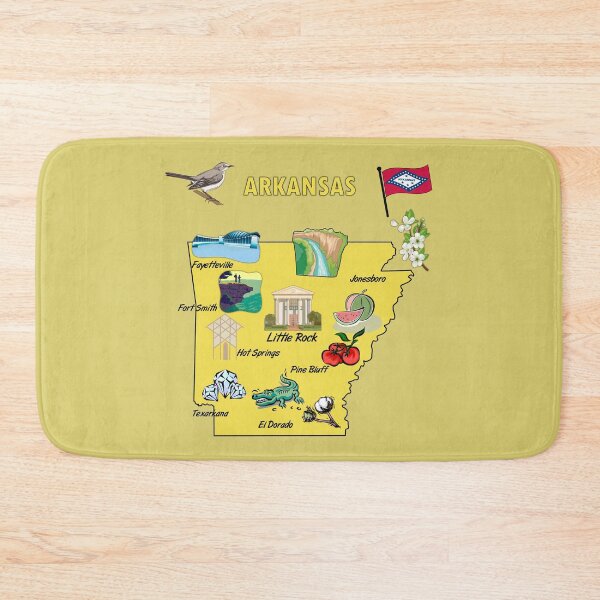Item preview, Hand Drawn Illustration of Arkansas state Map with Tourist Destinations, USA designed and sold by mashmosh.
